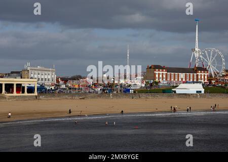 Winter cold water swimming, Whitmore Bay, Barry Island. January 2023. Winter. Stock Photo