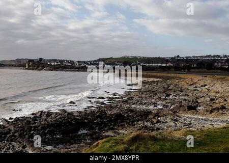 View from Little Island looking towards Watch House Bay and Cold Knap Point. January 2023. Winter. Stock Photo