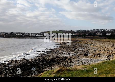 View from Little Island looking towards Watch House Bay and Cold Knap Point. January 2023. Winter. Stock Photo