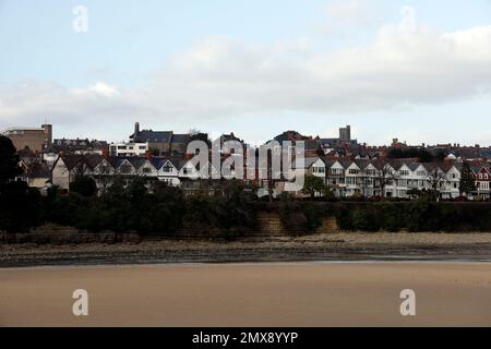 Looking across to Barry town from Barry Island. January 2023. Winter Stock Photo