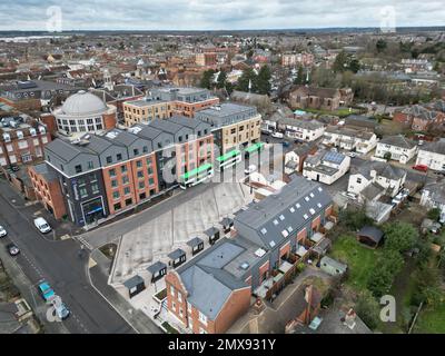 Victoria Street Bus stop  Braintree Essex UK Drone, Aerial, view from air, birds eye view, Stock Photo