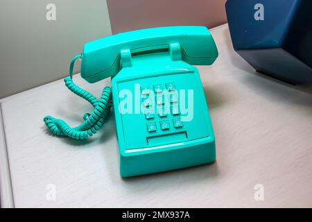 Turquois Touch Tone Telephone Stock Photo