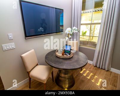 Small Round Table With Two Chairs Stock Photo
