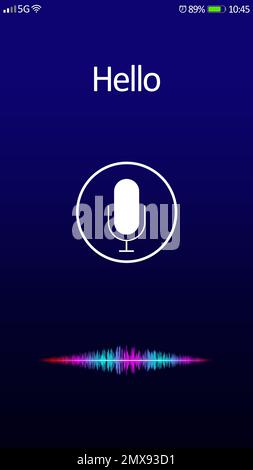 Smartphone display with activated voice search app Stock Photo