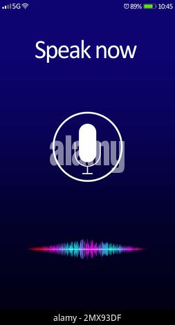 Smartphone display with activated voice search app Stock Photo