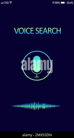 Smartphone display with activated voice search app Stock Photo
