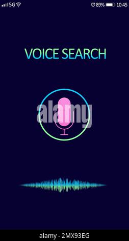 Smartphone display with activated voice search app Stock Photo