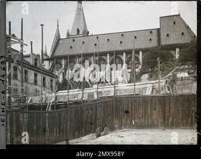 Paris (5), France Protection of stained glass windows of the Saint-Séverin and works Church , Stock Photo