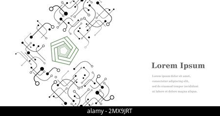 abstract black white round, ai artificial intelligence, geometric texture background, scientific technology, futuristic concept Stock Photo