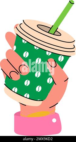 Illustration of a hand holding a coffee cup Stock Vector Image & Art ...