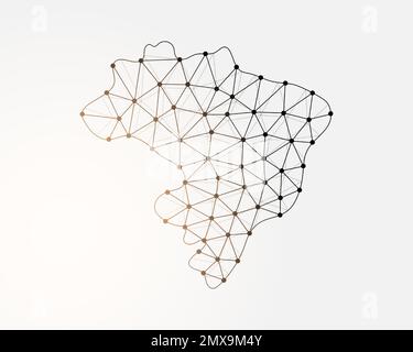 Brazil low poly symbol with connected dots. Brazil map design vector illustration. Country map polygonal wireframe illustration for website design Stock Vector