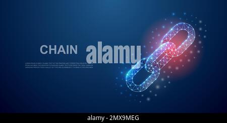 Broken chain 3d low poly symbol for landing page. Weak link, chainlink design illustration concept. Polygonal blockchain illustration Stock Vector