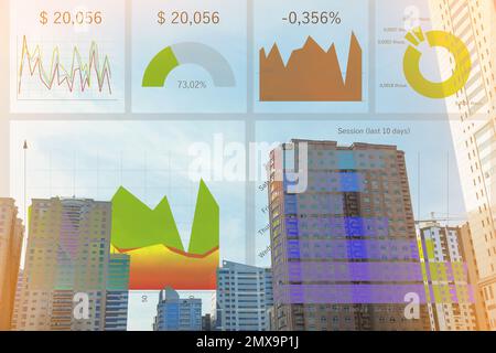 Double exposure of scheme and cityscape Stock Photo