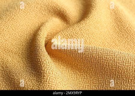 Texture of beautiful yellow fabric as background, closeup Stock Photo