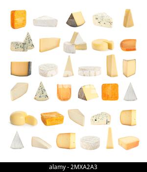 Set with different sorts of cheese on white background Stock Photo