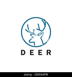 Deer monoline logo design vector template Stock Vector