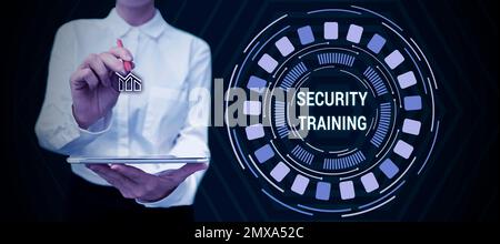 Handwriting text Security Training. Word Written on providing security awareness training for end users Stock Photo