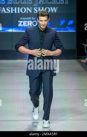 NEW YORK, NEW YORK - FEBRUARY 01: Andy Karl walks the runway wearing Carlos Campos during the Seventh Annual Blue Jacket Fashion Show at Moonlight Studios on February 1, 2023 in New York City. Stock Photo