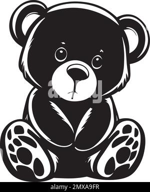 Cute Teddy Bear Monochrome Logo Stock Vector Image & Art - Alamy