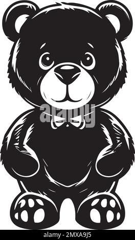 Cute Teddy Bear Monochrome Logo Stock Vector Image & Art - Alamy