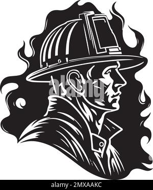 Firefighter Monochrome Logo Fireman Design Stock Vector Image & Art - Alamy