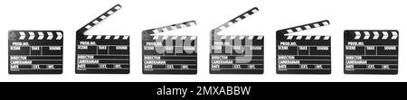 Clapper Banner Set of clapper boards on white background, banner design. Cinema ...