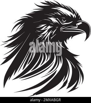 Eagle Mascot Monochrome Logo Design Stock Vector