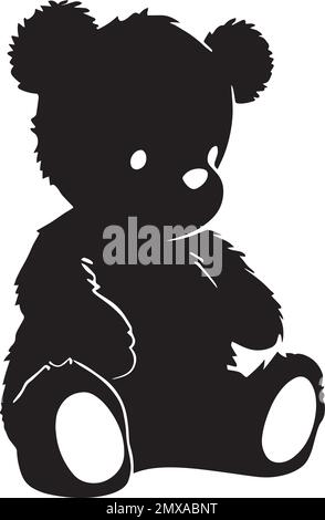 Sitting Cute Teddy Bear Monochrome Logo Stock Vector Image & Art - Alamy