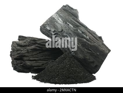 Charcoal or Coal isolated on white background Stock Photo