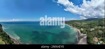 Aerial View of the Tarcoles Bay and the Ocean in Costa Rica near Jaco and Puntarenas Stock Photo