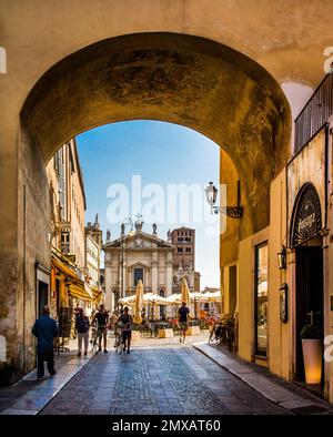 View of Cathedral di San Pedro and Piazza Sordello, Mantua, Lombardy, Italy, Mantua, Lombardy, Italy Stock Photo
