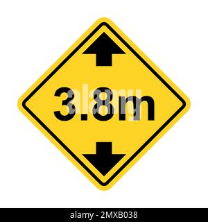 Height restriction limit 3.8 meter warning sign icon vector for graphic design, logo, website, social media, mobile app, UI illustration Stock Vector