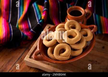 Coricos. Also known as Harinillas de maiz crudo, Tacuarines, Ensecos, Biscochos, Biscochuelos, Coricochis or Pemoles. Mexican corn cookies. Stock Photo