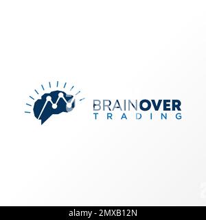 smart Brain and trading or chart image graphic icon logo design abstract concept vector stock. Can be used as symbol related to result or creative Stock Vector