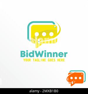Conversation or talk chat and hammer image graphic icon logo free design abstract concept vector stock. Can be used as a symbol related to games. Stock Vector