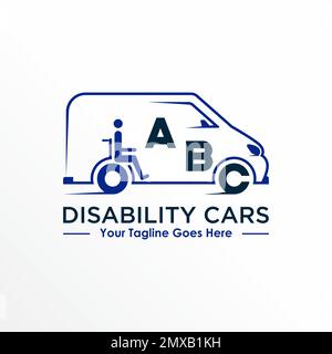 Vans car and wheelchair image graphic icon logo free design abstract concept vector stock. used as a symbol related to disability or transportation Stock Vector