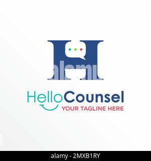 Letter or word H serif font with Chat and Phone image graphic icon logo design abstract concept vector stock symbol associated with initial or talk. Stock Vector