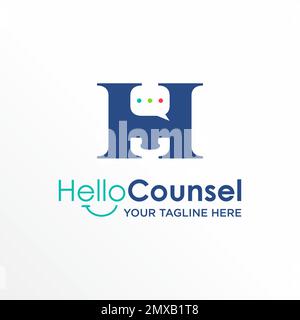 Letter or word H serif font with Chat and Phone image graphic icon logo design abstract concept vector stock symbol associated with initial or talk. Stock Vector