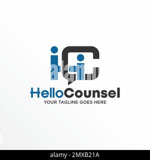 Letter or word HC font with People and chat or talk image graphic icon logo design abstract concept vector stock initial or communication. Stock Vector