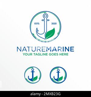 Anchor, Leaf, and circle or triangle recycle arrow image graphic icon logo design abstract concept vector stock symbol related to reuse or sailor. Stock Vector