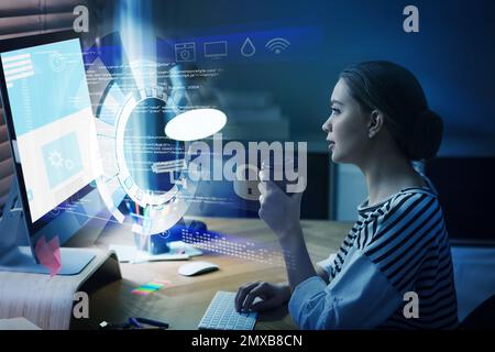 Professional programmer working with computer in office Stock Photo