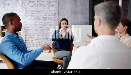 Sign Language Learning For People With Disability Stock Photo