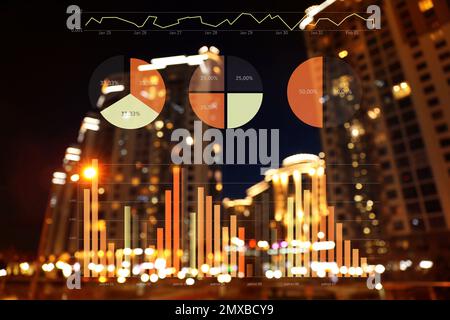 Double exposure of scheme and cityscape Stock Photo
