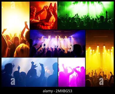 Are you ready to rock. Composite shot of fans at a concert. Stock Photo