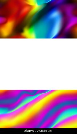 Rainbow holographic waves abstract seamless pattern. Vibrant Iridescent background Stock Vector