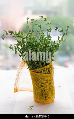 bunch of fresh aromatic thyme Stock Photo