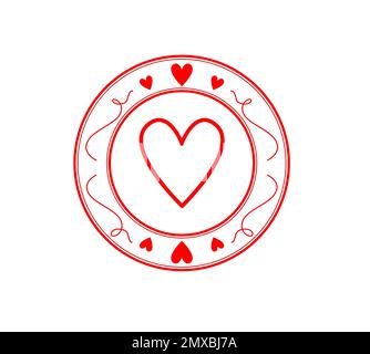Red wax seal with heart on white background Stock Photo