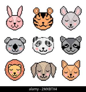 animals in pixel style Stock Vector