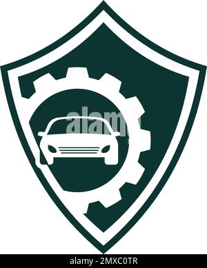 Car insurance icon vector car with shield Stock Vector