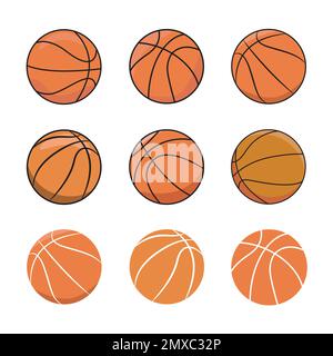 Basketballs illustration, Basketballs collection.Basketball sports icon. Stock Vector